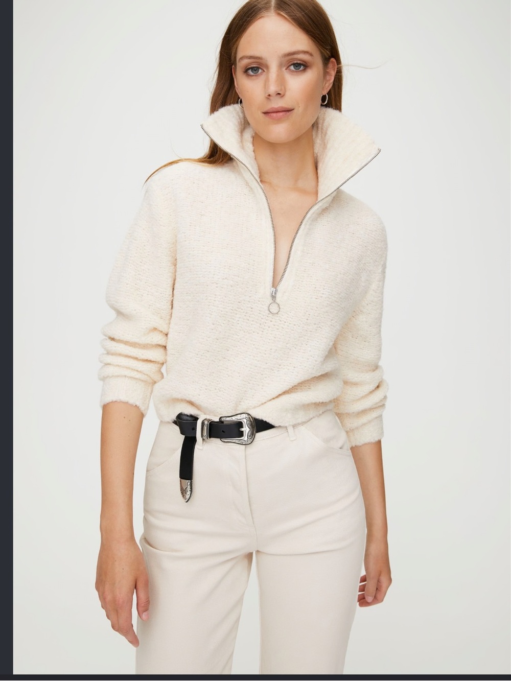 Wilfred Free Aritzia Gwyneth pullover half zip alpaca Sweater XS EUC